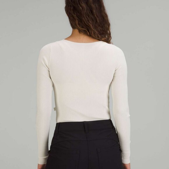 Lululemon Tight-Fit Long-Sleeve Knit Bodysuit BNWT! Size XS Bone - Picture 5 of 10